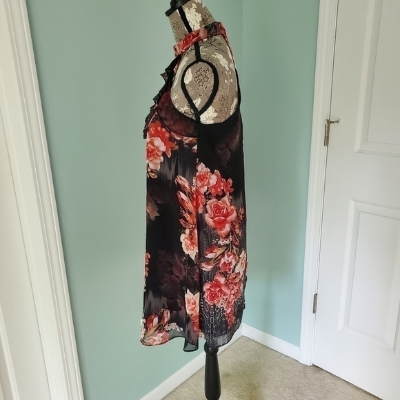 BCBG Ruffle Halter Floral A-line Dress Sz. XS/S - Picture 3 of 7